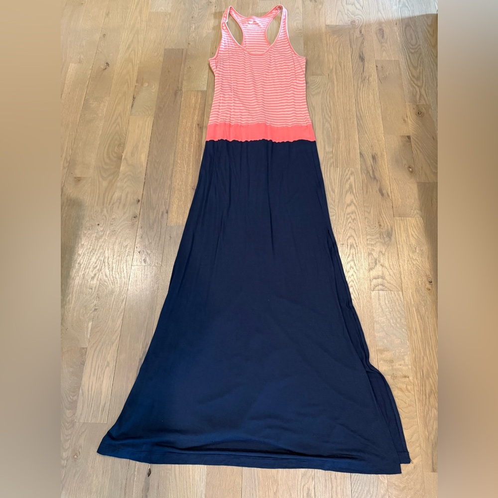 Stem Coral and Navy Maxi Dress